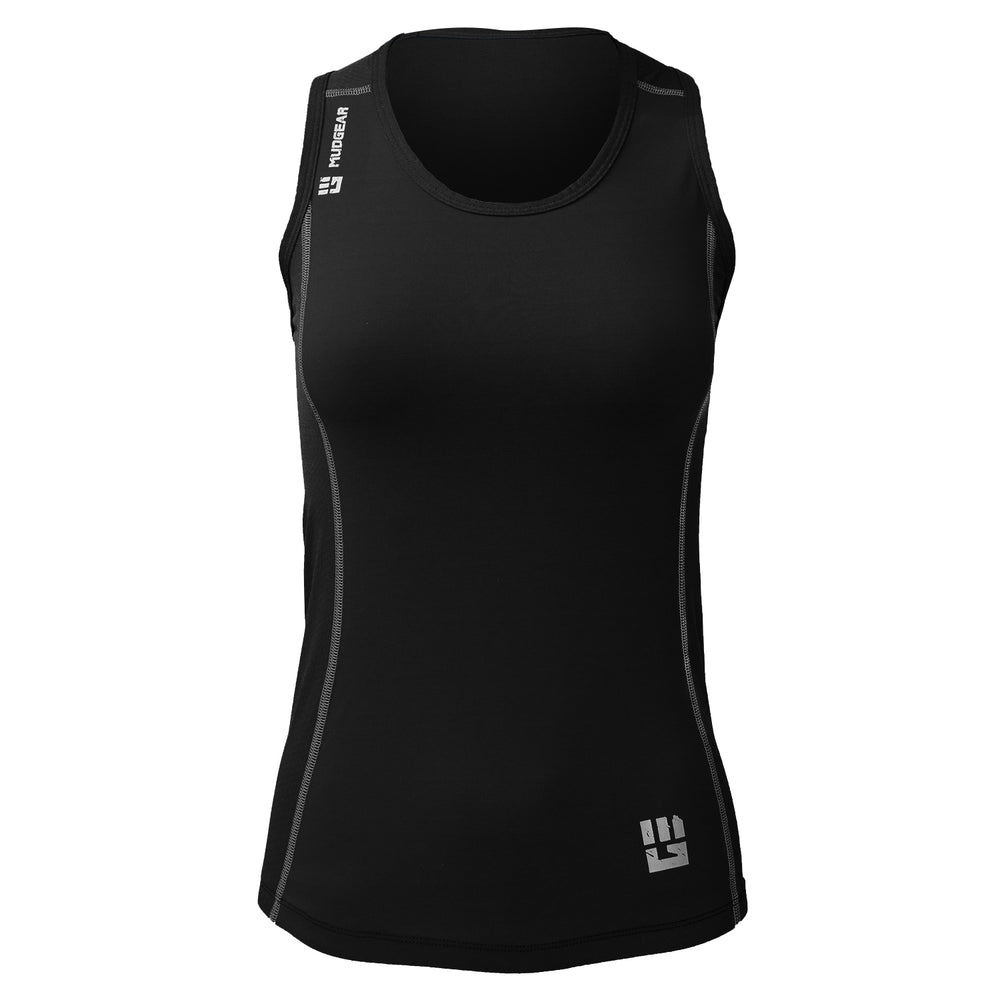 Mudgear Women’s Performance Racerback Tank Front (Black)
