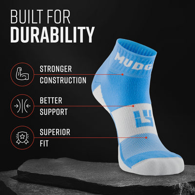 MudGear Quarter (¼) Crew Socks - Neon Blue (2 pair pack)