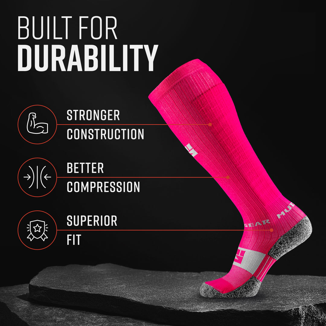 Tall Compression Socks (Pink/Gray) – MudGear1