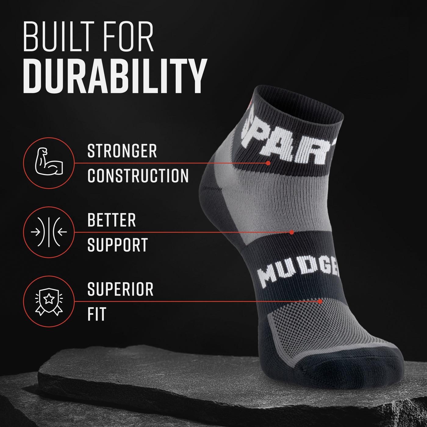 SPARTAN by MudGear Quarter (1/4) Crew Sock