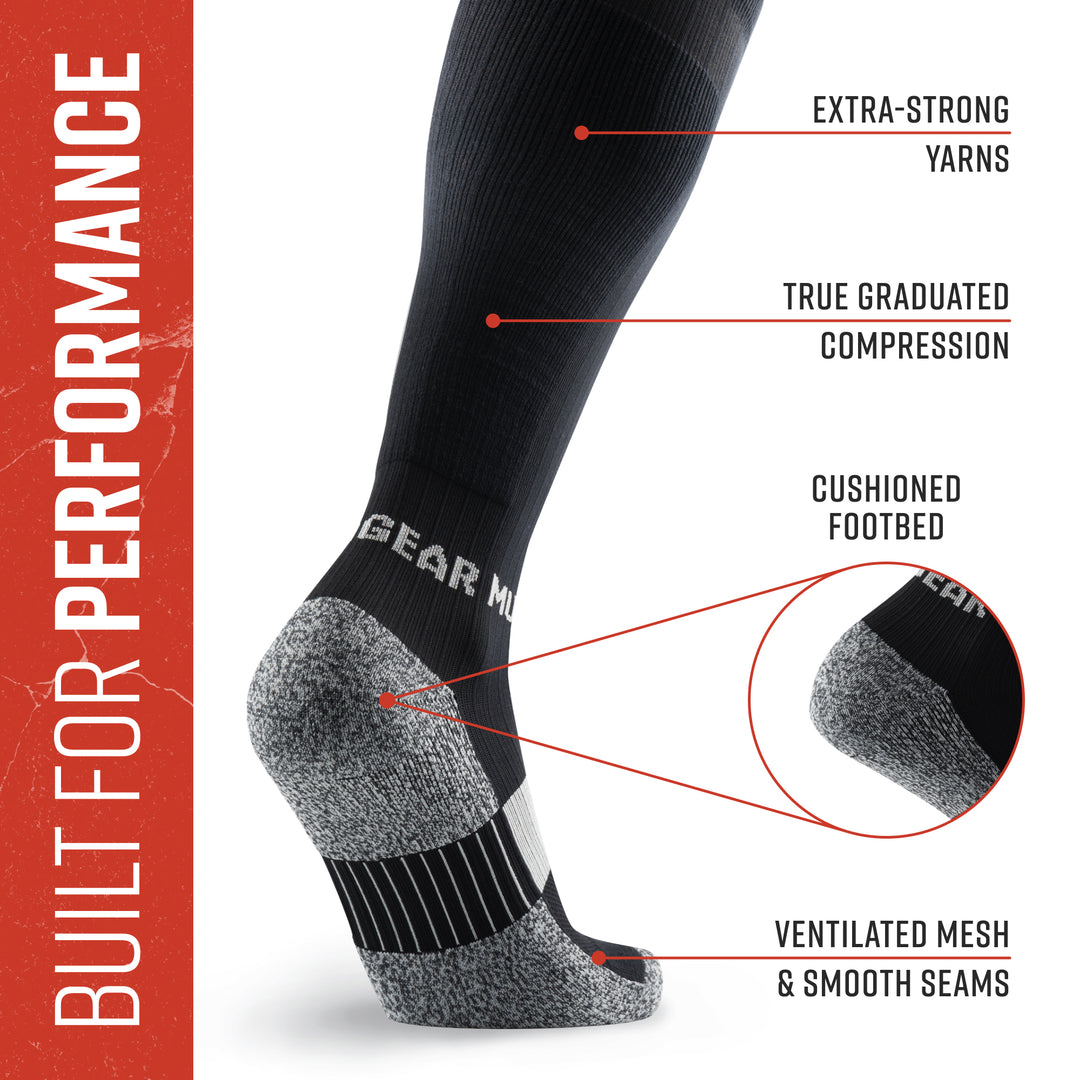 gear socks Tall Compression Socks (Black/Gray) Standard / Small