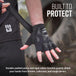 MudGear Grip Gloves black fingerless gloves with padded palms and rubber knuckle guards on hands