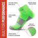 MudGear Quarter (¼) Crew Socks - Neon Green (2 pair pack)