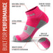 MudGear Quarter (¼) Crew Socks - Pink/Gray (2 pair pack)