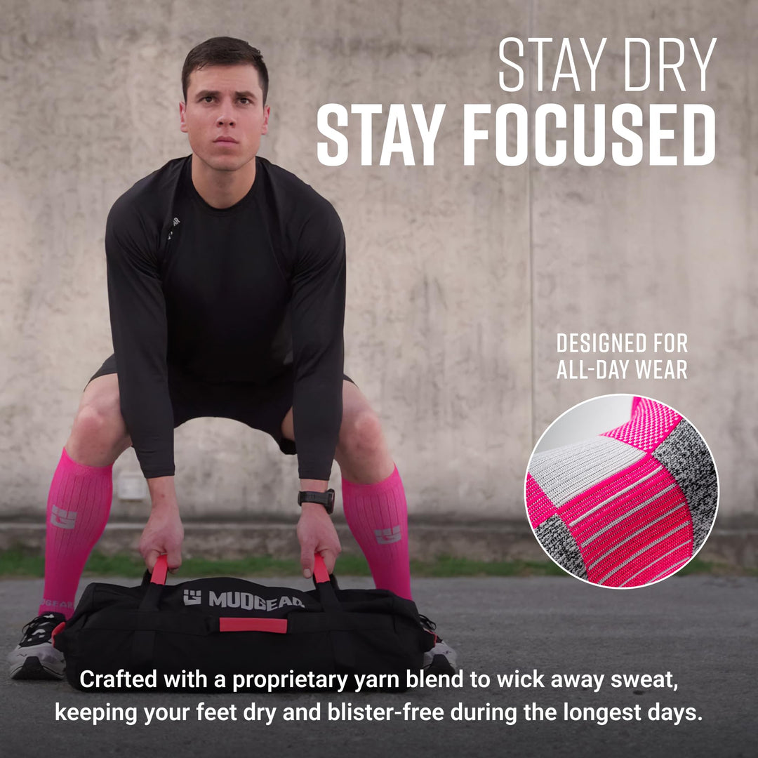 Tall Compression Socks (Pink/Gray) – MudGear