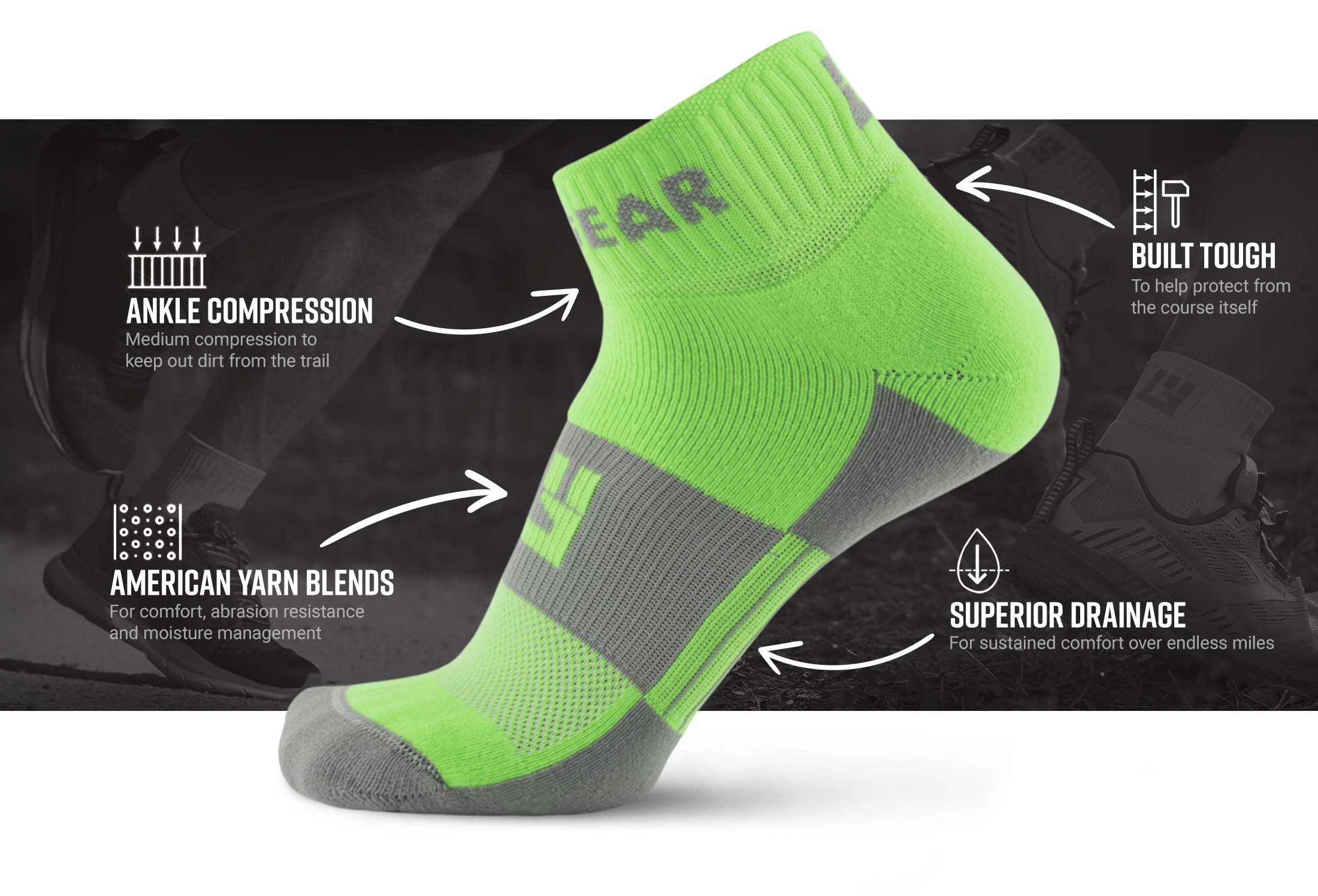 Made in the USA trail running socks