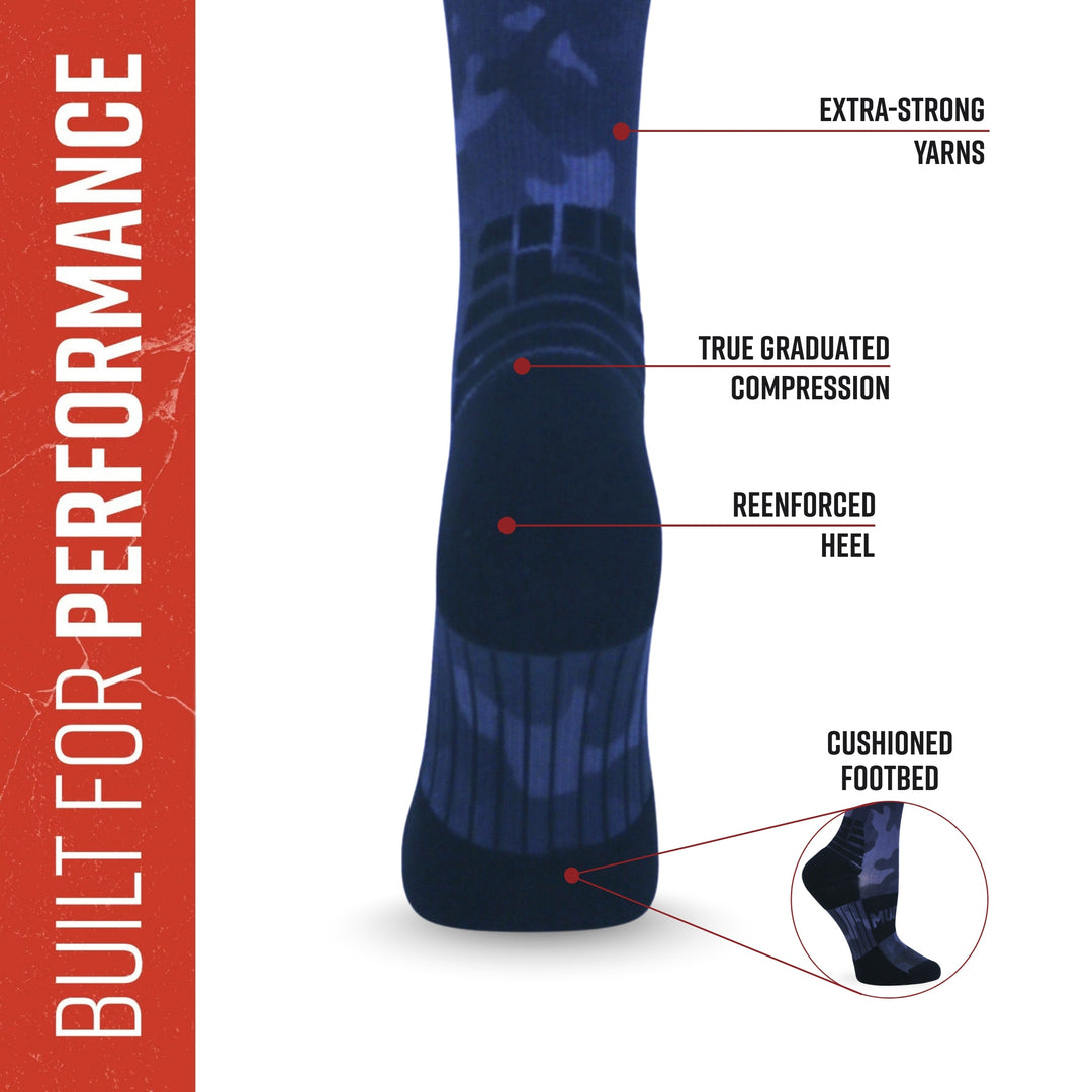 MudGear Custom Black/Gray Camo Tall Compression Socks (1 pair)