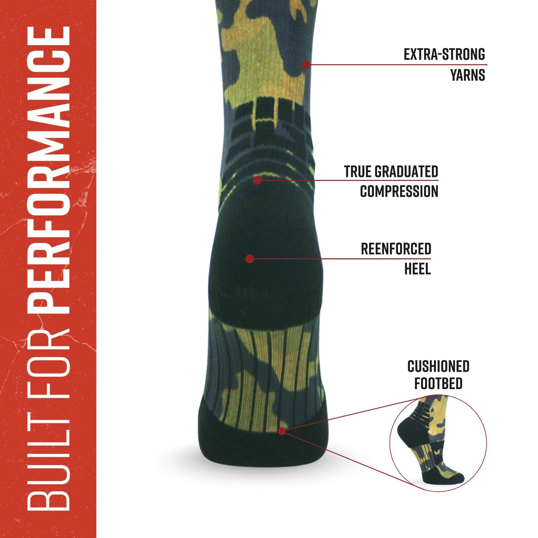 MudGear Custom Green Camo Tall Compression Socks (1 pair)