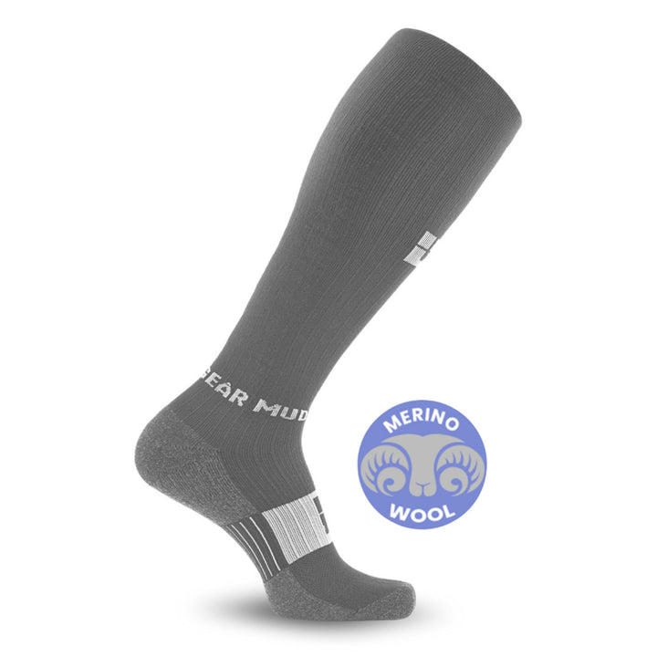 MudGear Tall Compression Merino Wool Socks - Gray/Light Gray (1 Pair)