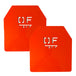 Pair of Directional Force 10 LB weight vest plates in orange with laser-cut logo