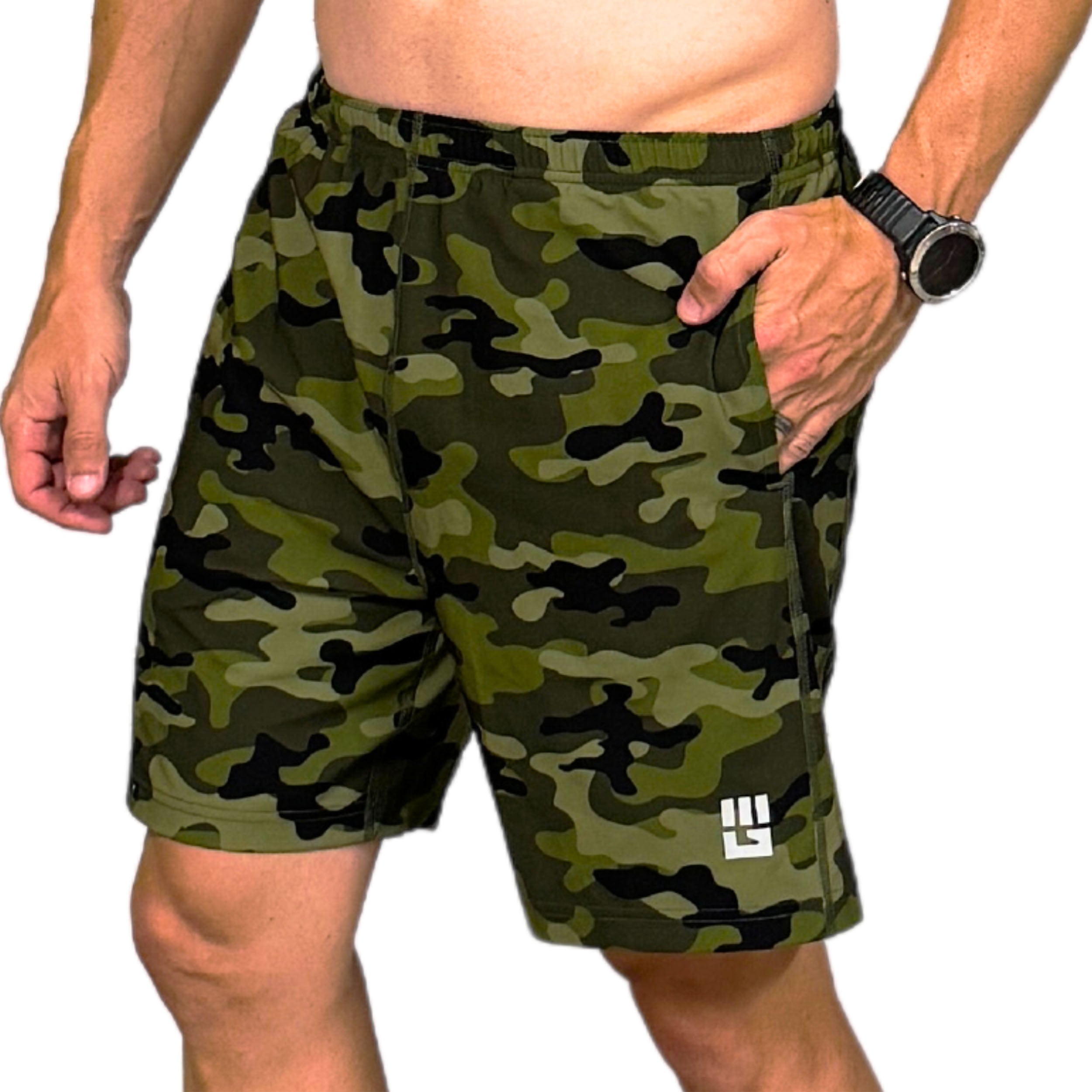 Men's Freestyle Running Shorts (Green Camo) – MudGear