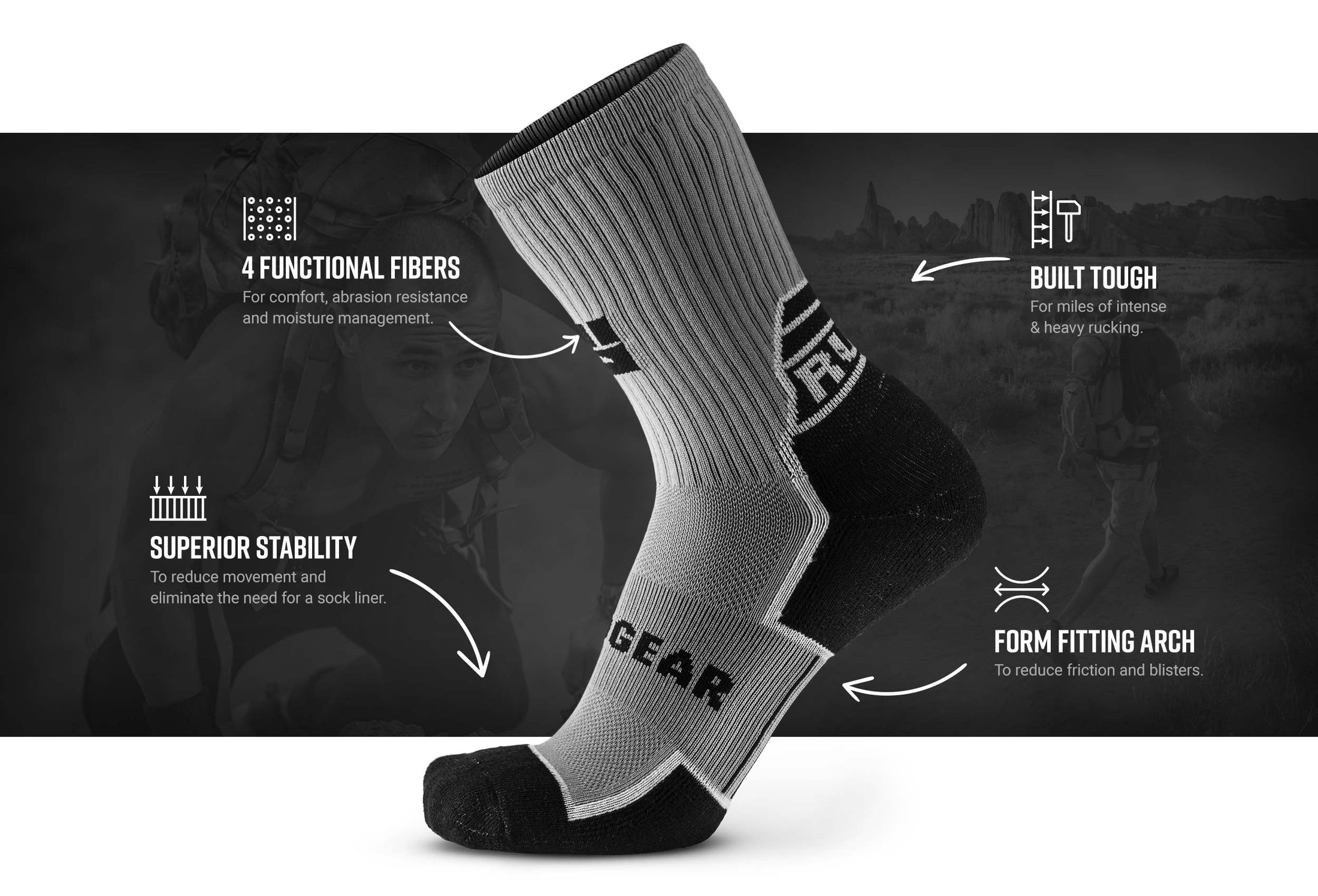 Ruck Sock in Grey and Black