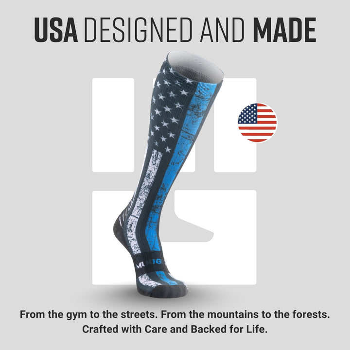 MudGear Custom First Responder Blue Line Compression Sock (1 pair)