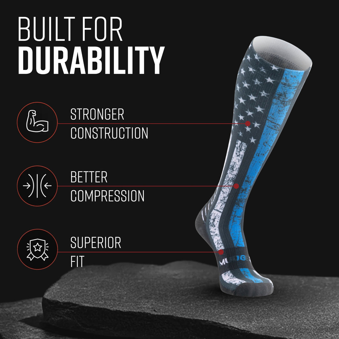 MudGear Custom First Responder Blue Line Compression Sock (1 pair)