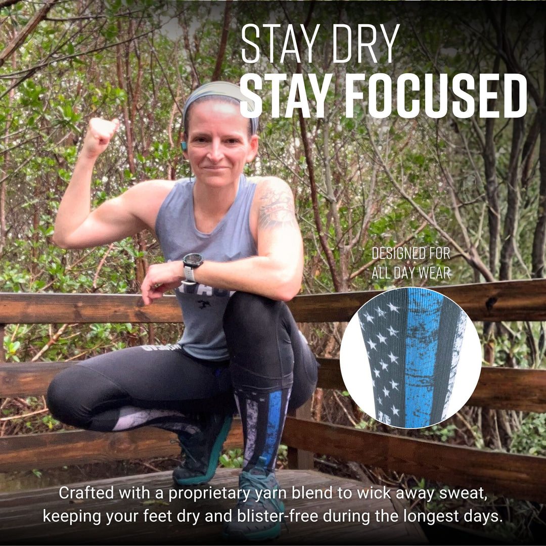 MudGear Custom First Responder Blue Line Compression Sock (1 pair)