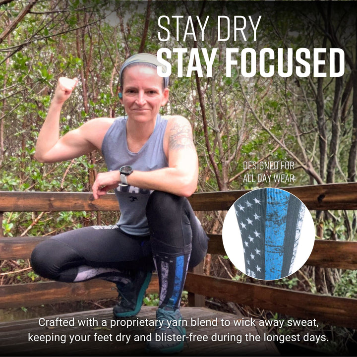 MudGear Custom First Responder Blue Line Compression Sock (1 pair)