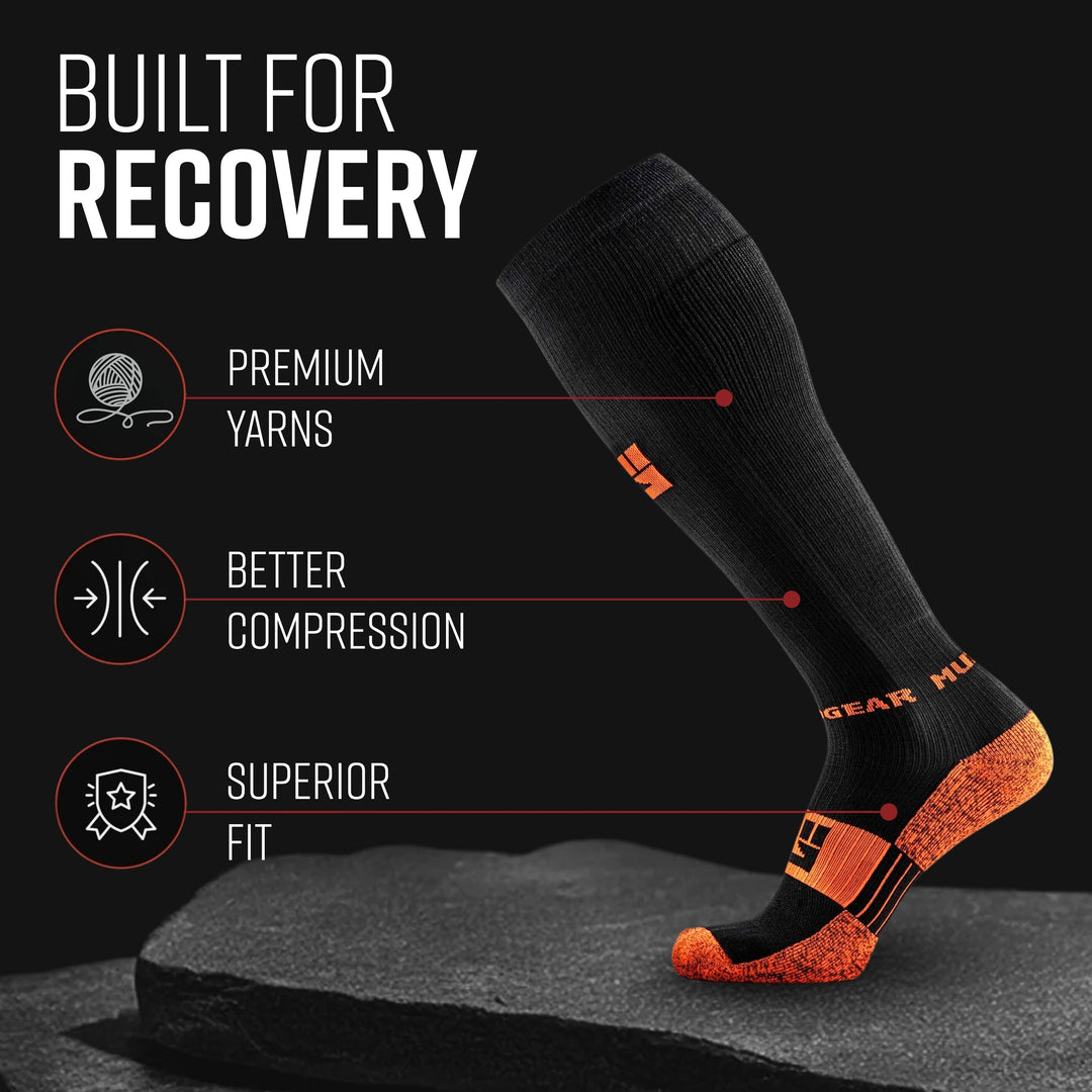 Compression Socks for Recovery - Black/Orange