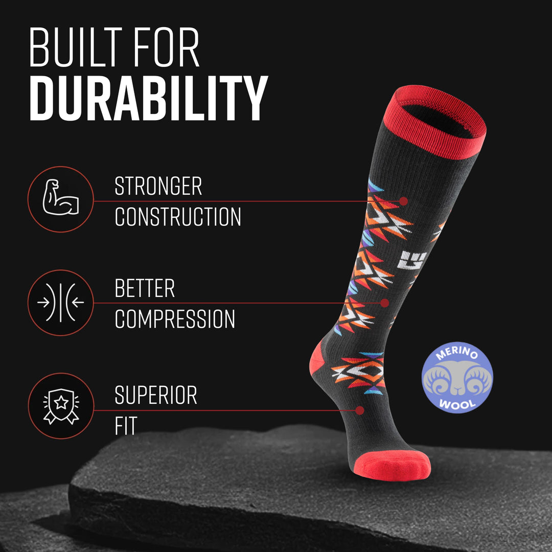 MudGear Mesa Horizon Tall Compression Socks - Black/Red (1 Pair)