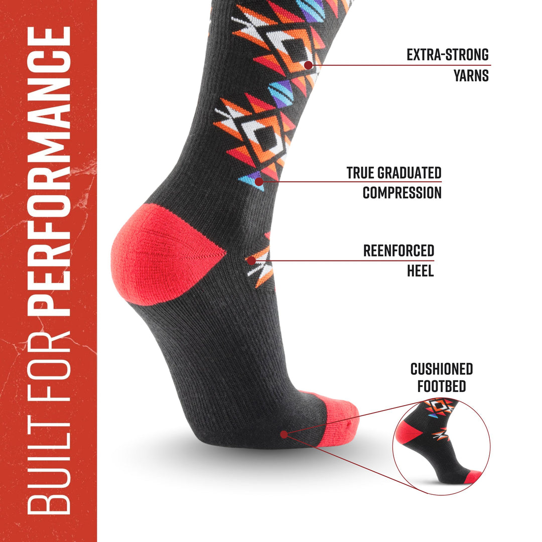 MudGear Mesa Horizon Tall Compression Socks - Black/Red (1 Pair)