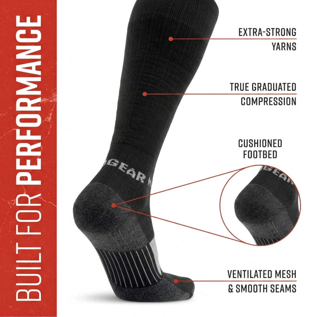 Tall Compression Merino Wool Socks (Black/Gray)