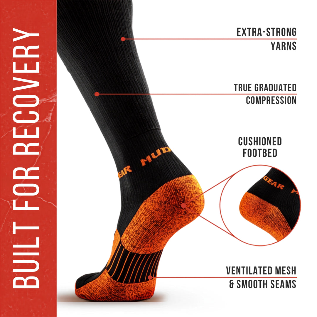 Compression Socks for Recovery - Black/Orange