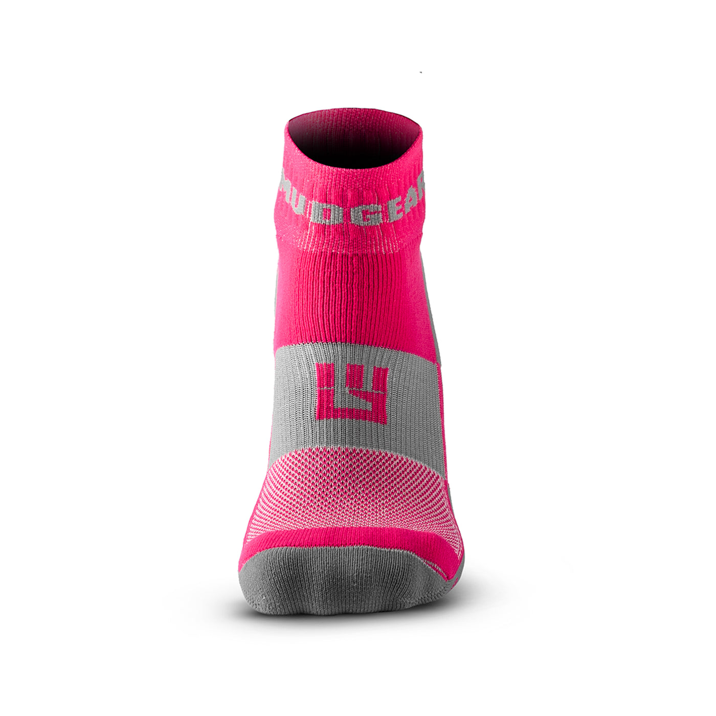 MudGear Pink Gray Quarter Crew socks for women