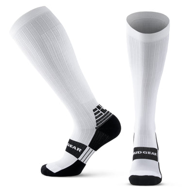 Mudgear tall compression socks white for women
