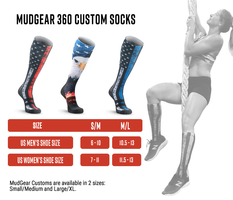 CLEARANCE ITEM - MudGear Custom USA Crew Height Socks (1 Pair)