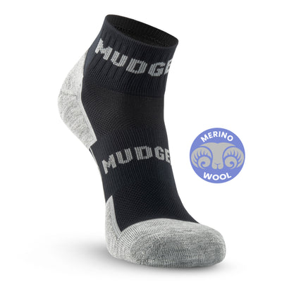 MudGear Quarter (¼) Crew Merino Wool Socks - Black/Gray (1 Pair)