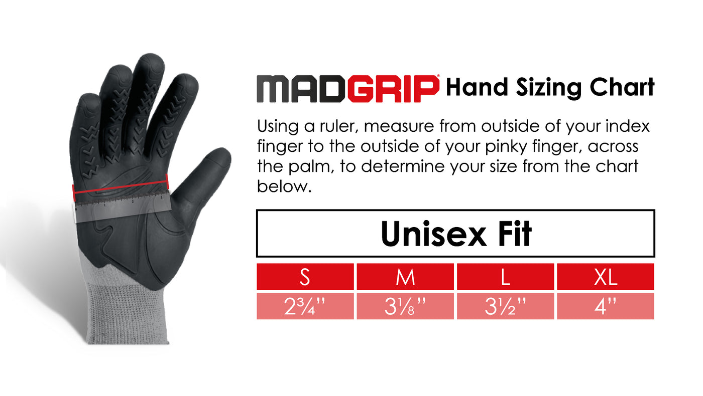 MADGRIP Pro Palm Thunderdome Gloves, Large, Grey/Black