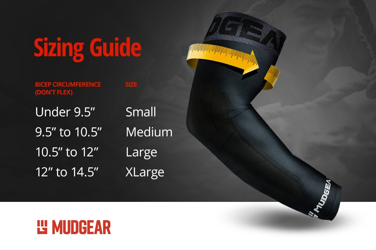 Padded Arm Sleeves by Mudgear Sizing Guide 
