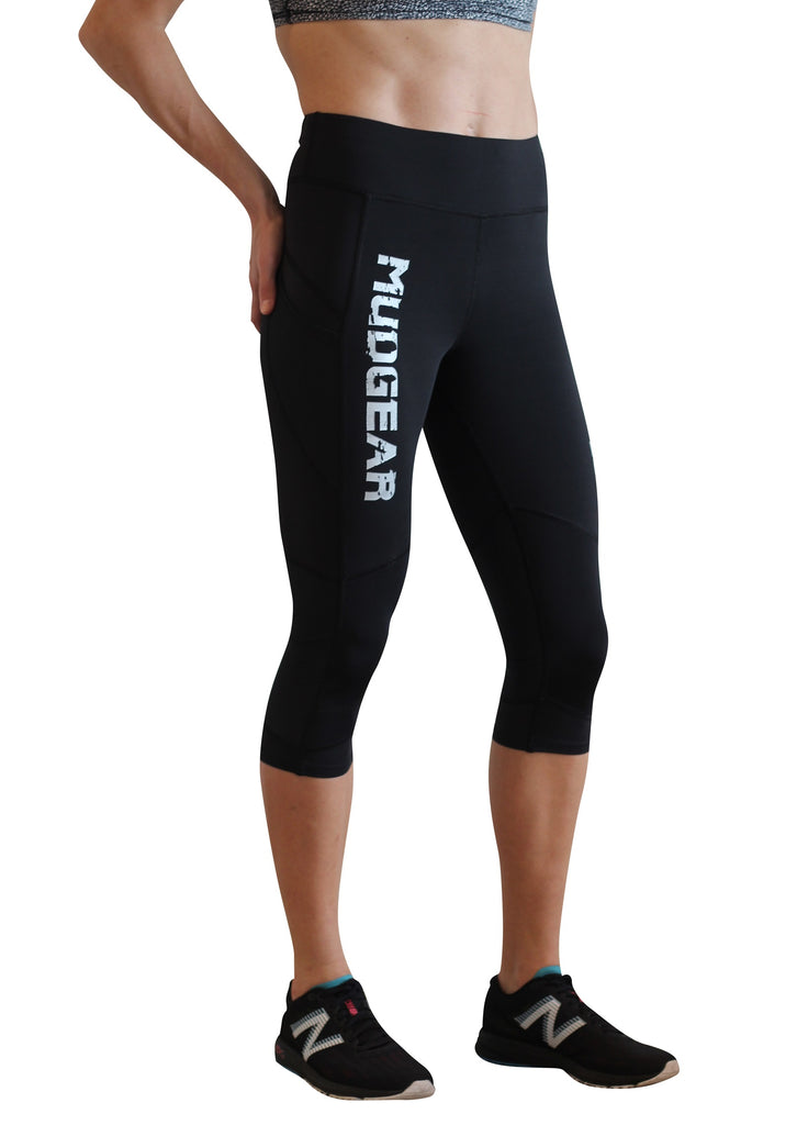 Buy the Womens Black Gray Performance Elastic Waist Pull-On Capri Leggings  Size 2X